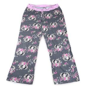 VTG 2007‎ Betty Boop Pajama Pants M Pink Lace Rose Print Lounge Sleepwear Y2K